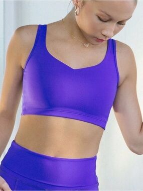 TIGER FRIDAY- Girls' Purple V-Neck Sports Bra - Supportive Active Top